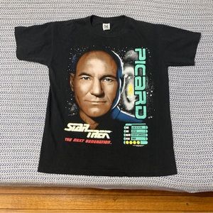 Vintage TAG 1993 Star Trek Picard Next Generation Shirt USA Made Size Large